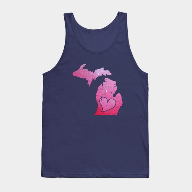 Pink Watercolor Michigan Art Tank Top by bubbsnugg